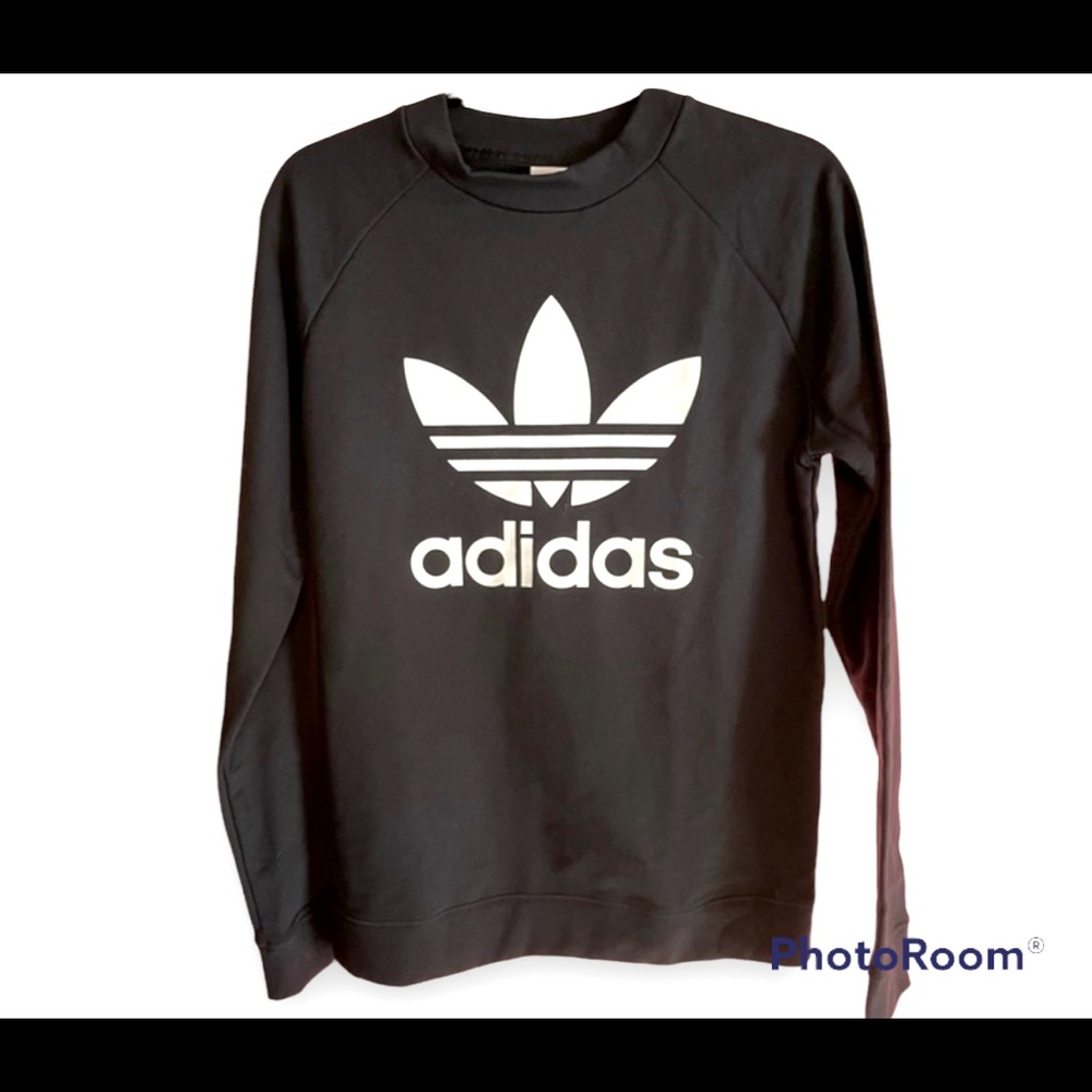 NWOT ladies Adidas black trefoil crew sweatshirt. Size medium Black